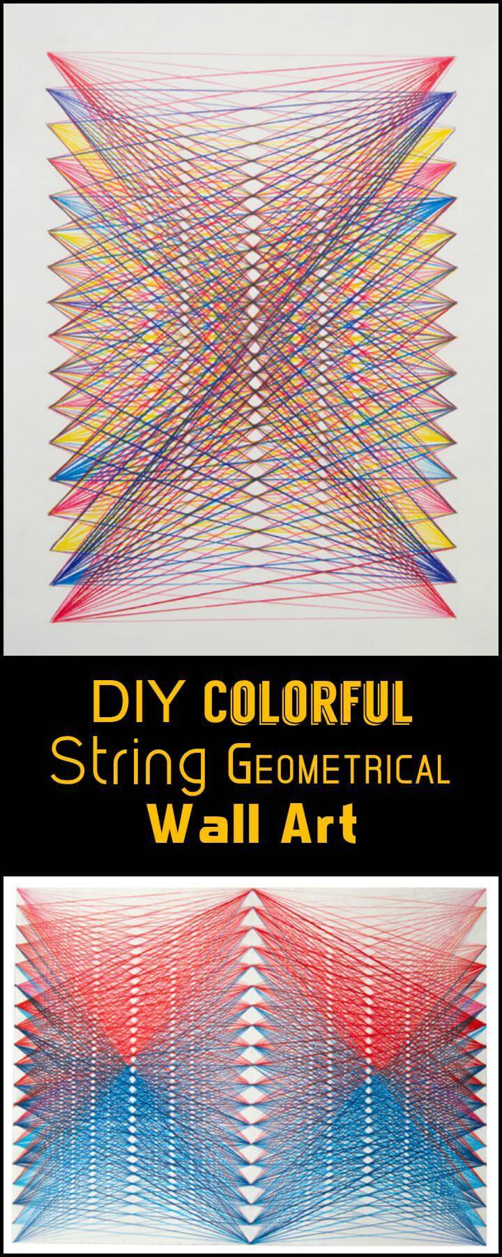 DIY Colorful String Geometrical Wall Art